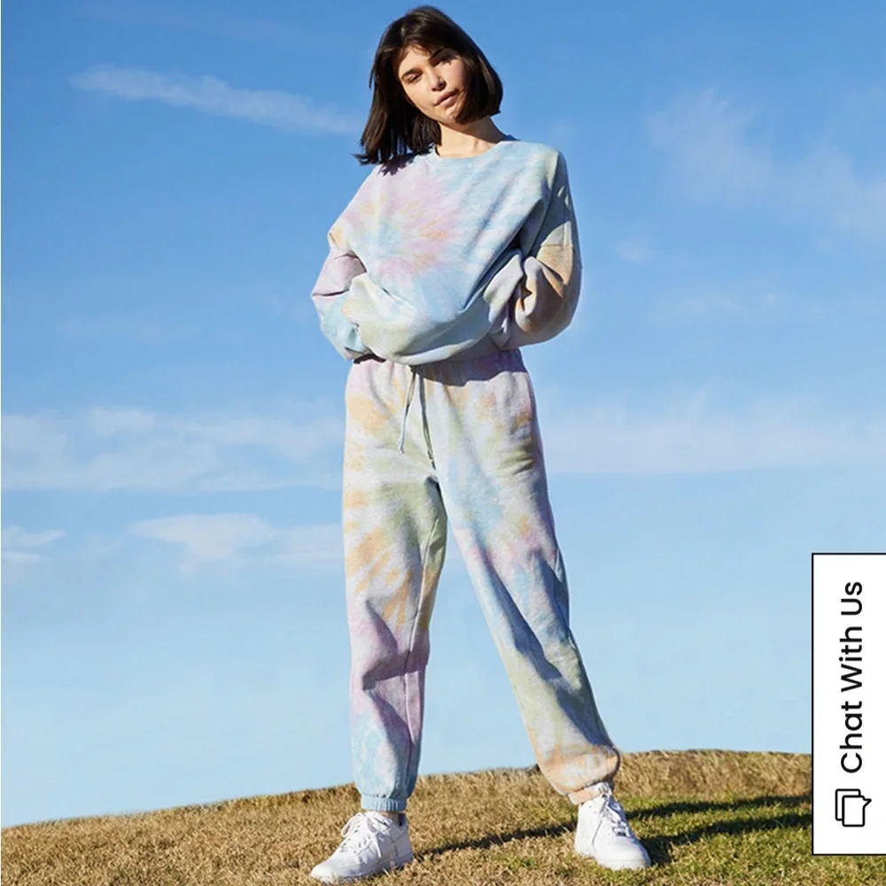 PACSUN PAC SUN Trippy Tie Dye Rainbow Sweat Pants Sweatpants | XS | Gray - Picture 3 of 8